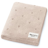 Bleu La La pointelle receiving blanket oatmeal closeup highlights soft organic cotton texture for delicate skin