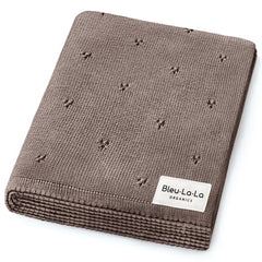 Bleu La La Pointelle Swaddle Mocha front view for newborn cuddling