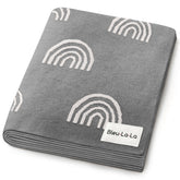 Bleu La La Rainbow Grey receiving blanket texture closeup highlights ultra-soft cotton touch for delicate skin.
