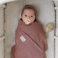 Bleu La La Sugar Plum blanket in stroller offers all-season comfort.