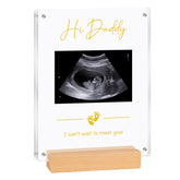 Blinking Stars acrylic ultrasound frame with Hi Daddy sign for pregnancy reveal keepsake