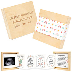 Blinking Stars pregnancy announcement wooden keepsake box for grandparent reveal.