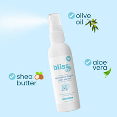 Bliss Baby spray travel-size bottle ready for on-the-go diaper changes.