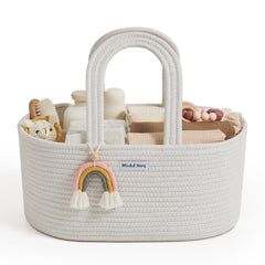 Blissful Diary diaper caddy oval storage basket keeps nappies and wipes within quick reach