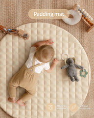 Blissful Diary rattle toy detail supports auditory development during play.