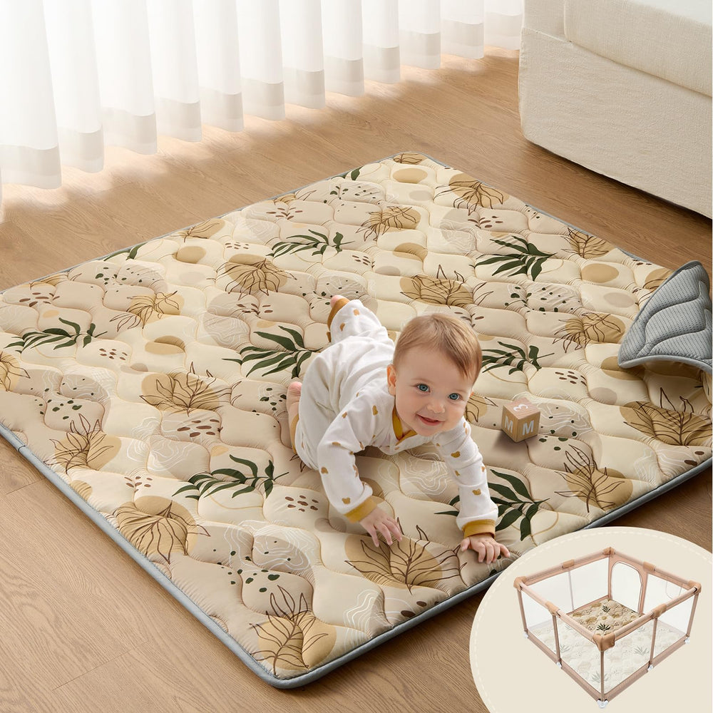 Blissful Diary baby play mat 50x50 flat lay showing ample safe play space.