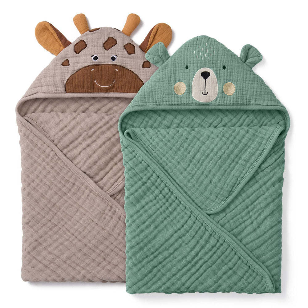 Blissful Diary bear hooded towel closeup shows ultra-soft muslin and warmth.