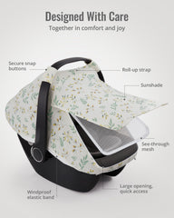Blissful Diary car seat cover easy-in-out enables quick baby access.