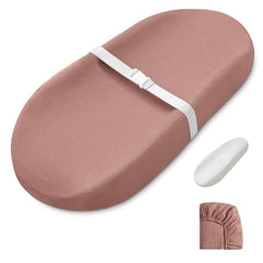Blissful Diary changing pad in dusty pink cover with secure fit and easy wipe-clean surface