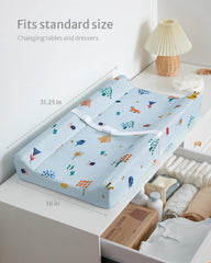 Blissful Diary changing pad waterproof cover close-up shows wipe-clean surface