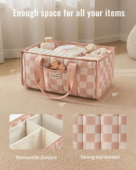 Blissful Diary diaper caddy compartments keep diapers, wipes, creams neatly sorted.