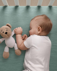 Blissful Diary crib sheet with snug elastic fit keeps sheets secure during play.