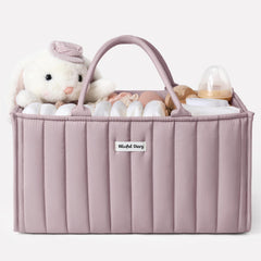 Blissful Diary diaper caddy with sturdy handles enables easy transport around the nursery.