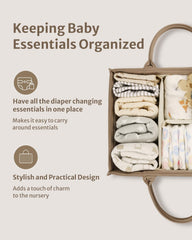 Blissful Diary diaper caddy with handles enables easy room-to-room transport.