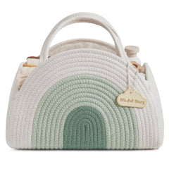 Blissful Diary diaper caddy in mint rainbow design with spacious compartments for nursery essentials