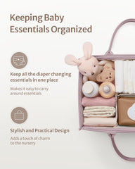 Blissful Diary diaper caddy with removable dividers for flexible organization.