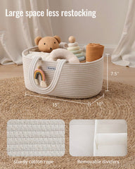 Blissful Diary diaper caddy with removable dividers supports flexible organization