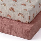 Blissful Diary dusty pink mini crib sheet shows breathable muslin for gentle night sleep
