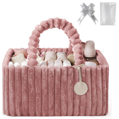 Blissful Diary flannel diaper caddy cozy-look shows plush texture for nursery storage