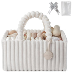 Blissful Diary Flannel Diaper Caddy cozy-texture highlights plush nursery storage.