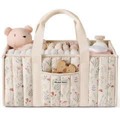 Blissful Diary Floral Diaper Caddy top view for organized nursery storage