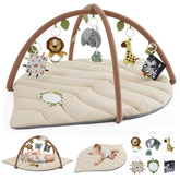 Blissful Diary leaf playmat top view shows spacious tummy-time surface for stretching and playtime