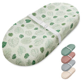 Blissful Diary Monstera changing pad close-up shows soft muslin cover for gentle comfort