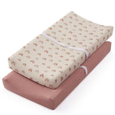 Blissful Diary muslin changing pad cover in dusty pink closeup for gentle baby skin