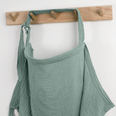 Blissful Diary muslin nursing cover arch neckline improves airflow and baby-eye contact.