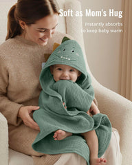 Blissful Diary 32x32 hooded towel provides full body coverage for infants
