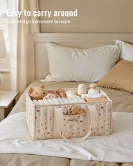 Blissful Diary Woodland Diaper Caddy outer pocket for quick pacifier access