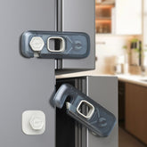 Blissleaf fridge lock with adhesive pads for quick, tool-free installation on cabinets