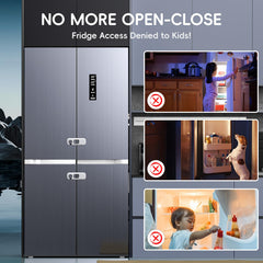 Blissleaf fridge locks adhesive-pads setup shows quick, no-drill installation for busy kitchens.