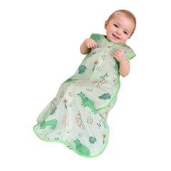 BLOOMSTAR baby sleeping sack muslin closeup shows breathable fabric for gentle warmth.