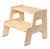 Blossome toddler step stool side view shows sturdy solid wood for safe daily climbing.