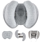 Blublu Park upgraded-2-in-1 travel pillow attached to a stroller for secure head support on the go.