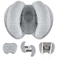 Blublu Park upgraded-2-in-1 travel pillow attached to a stroller for secure head support on the go.