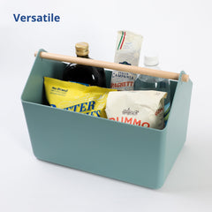 BLUE GINKGO bathroom storage basket green closeup showing durable plastic