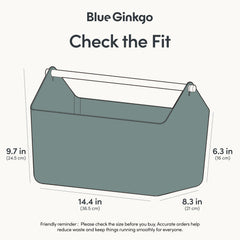 BLUE GINKGO large storage basket green with wooden handle for easy carrying