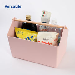 BLUE GINKGO Large Storage Basket pink in bathroom shows versatile storage