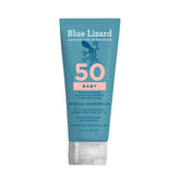 Blue Lizard Baby Mineral Sunscreen tube provides SPF 50 broad-spectrum protection for delicate skin