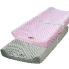 BlueSnail changing pad cover gray dot top view with soft minky fabric for comfortable changes