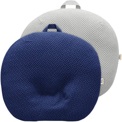 BlueSnail Strechy newborn lounger cover navy closeup demonstrates secure fit for comfy naps.