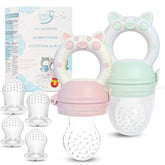 Bluet B baby fruit feeder pacifier pink-green pack for safe self-feeding and flavorful snacks.