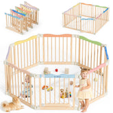BlueWood foldable playpen assembled shows flexible eight-panel design for safe, adaptable play spaces.