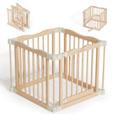 BlueWood Foldable Playpen assembly showing tool-free setup for quick safe play areas.