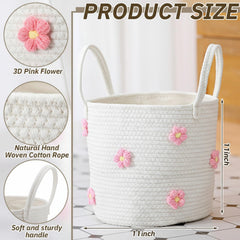 Blushtier nursery storage basket with handles for easy transport of items.