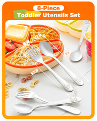 Blvtoios forks with animal carvings promote independent feeding skills