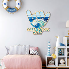 Bnesi surfboard wall decor features wave design for a breezy beach vibe.