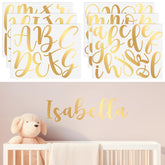 Boao name wall decal gold cursive letters for nursery decor